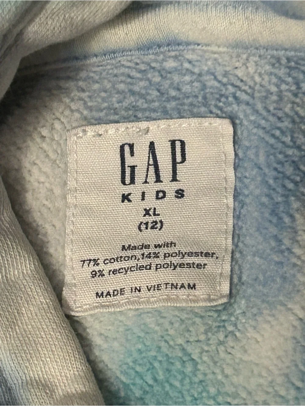 GAP Kids Tie Dye Hoodie XL (12) Blue Yellow Pink Pullover Sweatshirt